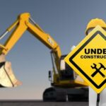 An illustration of a yellow backhoe and a sign saying, "Under Construction."